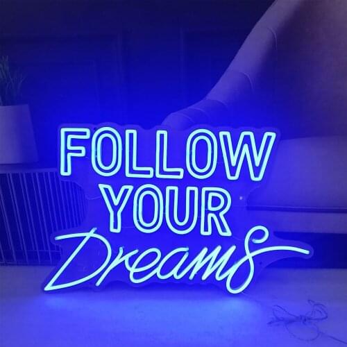 Neon Sign Light for Follow Your Dreams Wall Light Glass Neon Light Sign Home Signs Room Decor Art Aesthetic Neon Light Lamp Beer