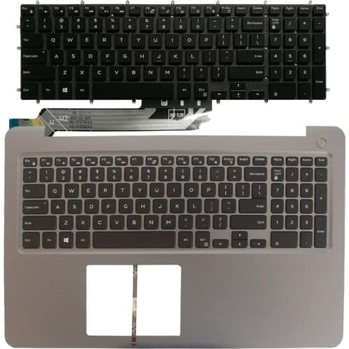 100% NEW US laptop keyboard for DELL INSPIRON 15 5565 5567 with palmrest upper cover Backlit keyboard gray frame