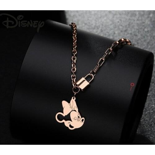 2021 Disney New Hot Sale Fashion Lady Necklace Cute Cartoon Minnie Image Girl Long Chain Jewellery Birthday Gift for Girlfriend