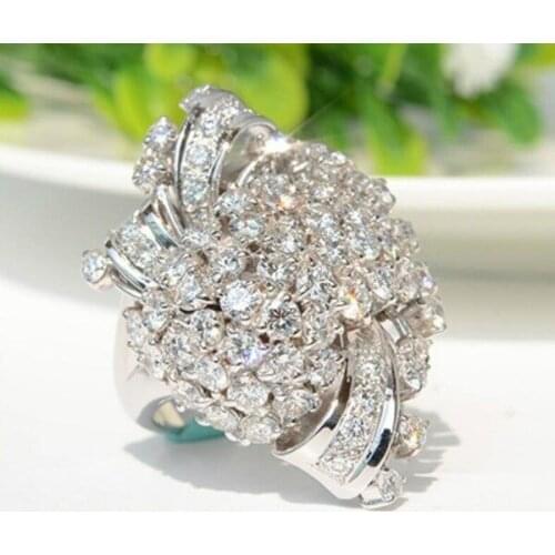 New Arrival Flower inlaid AAA+ zircon ring luxury wedding bridal ring set women fashion jewelry gifts