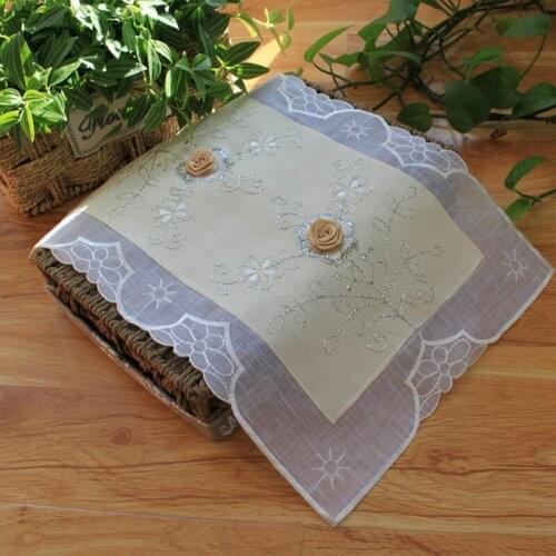 New lace embroidery table place mat cloth placemat Cup mug tea coffee coaster dining doily drink glass pad Christmas kitchen