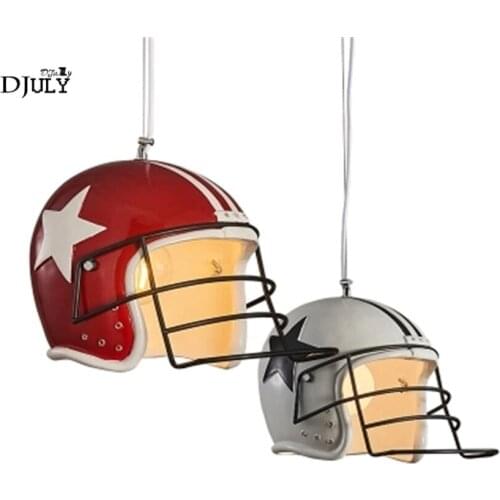 American Soccer Helmets Novelty Pendant Lights Led Hanging Dining Room Lights Loft Decor Industrial Lamp for Bar Living Room E27