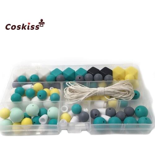 DIY Baby Teether Toys Safe Food Grade Silicone Nursing Necklace Geometric Hexagon Silicone Pacifier Clip Chewable Teether Beads