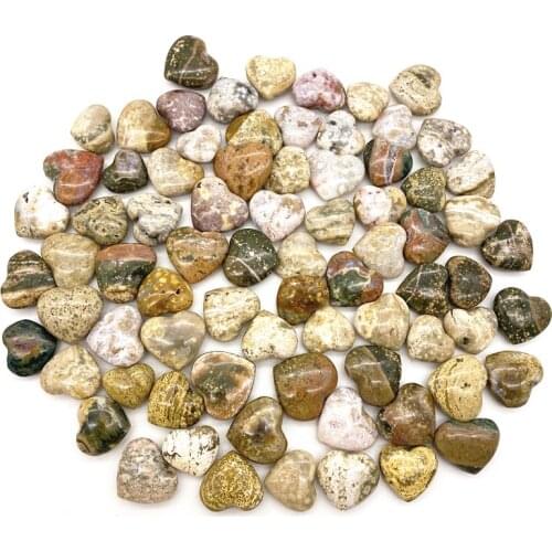 Drop Shipping 1/2PCS Natural Ocean Jasper Crystal Heart Shaped Stones Healing Specimen Decor Gifts Natural Stones and Crystals