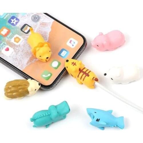 Dropshipping 1pcs Protector for Iphone cable Winder Phone holder Accessory chompers rabbit dog cat Animal doll model funny