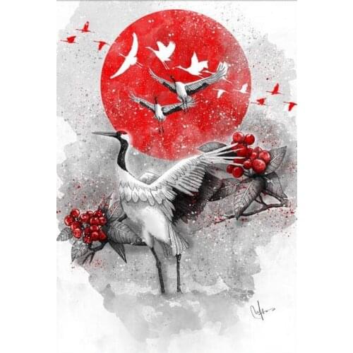 Red-crowned Crane Red Art Film Print Silk Poster Home Wall Decor 24x36inch