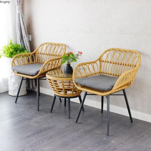 Balcony Leisure Living Room Chairs Kitchen Furniture Rattan Chair Nordic Backrest Outdoor Lounge Armchair Single Sofa Chair L