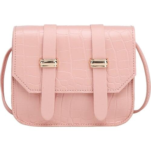 Women Mini PU Leather Crossbody Alligator Grain Solid Color Shoulder Bag Casual Style Adjustable Magnetic Buckle Cellphone Bag