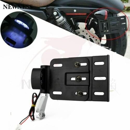 Motorcycle Telescopic Folding LED Light Side Mount License Plate Holder For Harley Dyna Fat boy Sportster 883 1200 XL 07-16