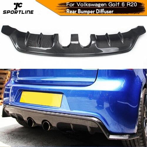 Carbon Fiber / FRP Rear Bumper Lip Diffuser Spoiler for Volkswagen VW Golf 6 VI MK6 R20 Bumper Only 2010 - 2013 Rear Diffuser