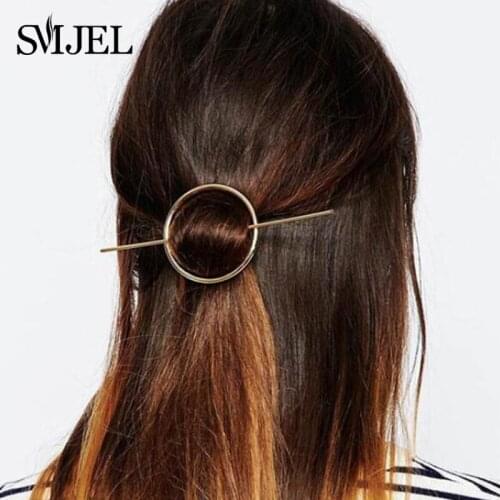 Simple Cool Gold Metal Geometric Hairpin Korean Retro Elegant Hair Accessories 2020 Top Knot Hair Jewelry Coiffures Gifts