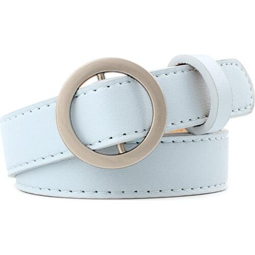 Women simple versatile jean belt Casual fashion pure leather round pin buckle decorative 105 cm White Sweet Style belt 2021 New