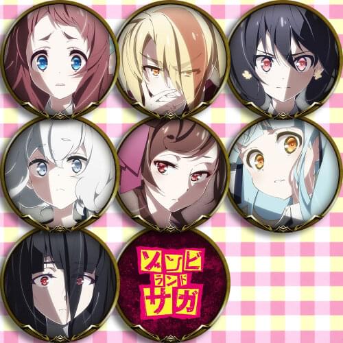 1pc 58mm ZOMBIE LAND SAGA Zombieland Saga Sakura Minamoto Ai Mizuno Bagdes brooch Icons Round Pins