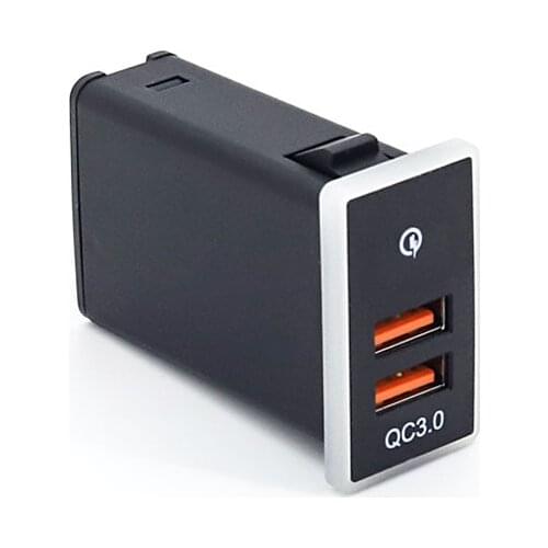 1pc USB Charger Car Interface Socket Double connector Double QC3.0 Voltage display For Toyota LC77