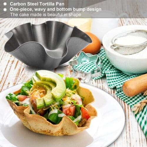 10Pcs Non-Stick Carbon Steel Taco Salad Bowl Makers Tortilla Shell Pans Tortilla Pan Set Black