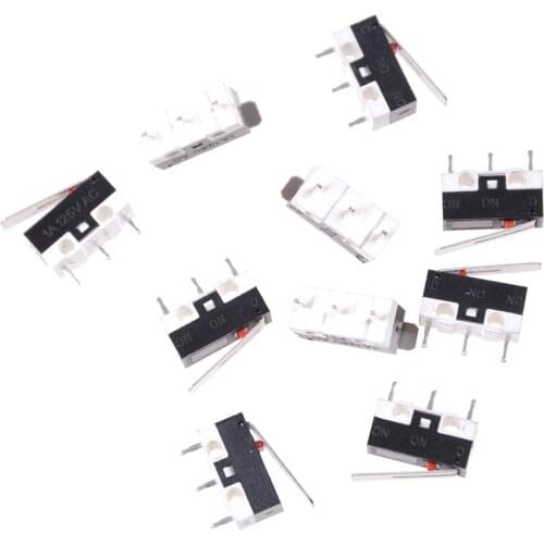 10pcs/lot Tact Micro Switch AC 125V 1A SPDT Momentary Long Hinge Lever Micro Switch Micro Mouse Switch mini Tripod Rectangular