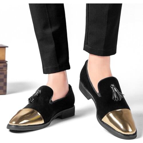 2021 Luxury Men Shoes Leather Slip On Pointed Cap Toe Leather Black Brown Loafers Mens Leather Casual Business Basic Shoes