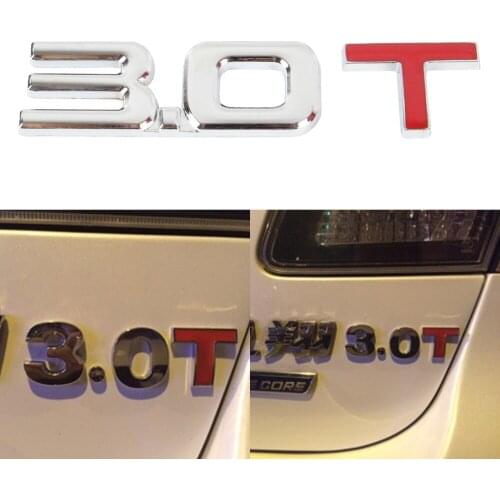 3.0T Letter Number Car Sticker Turbo Chrome Metal Rear Trunk Emblem Logo Badge Auto Stickers