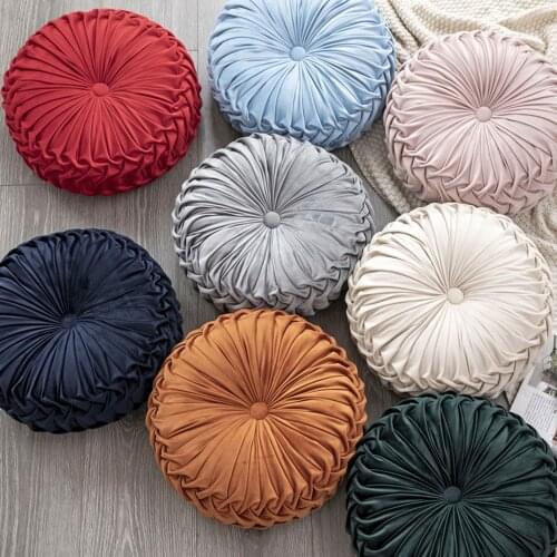 38CM Round Pumpkin Chair Cushion Solid Color Office Chair Thick Mat Non-Slip Seat Cushion Sofa Mat Home Sofa Indoor Floor Decor