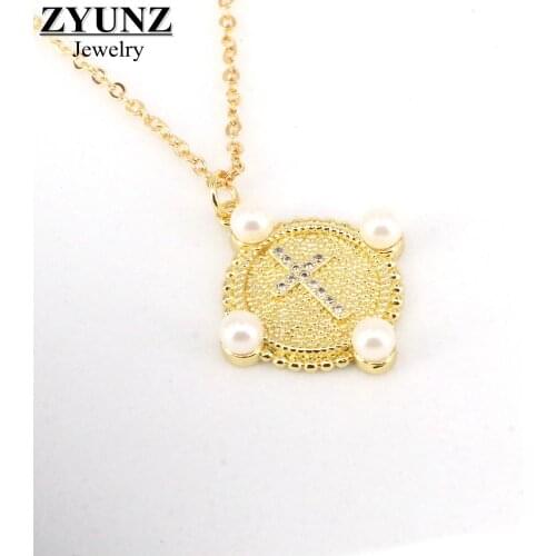 6PCS, Minimalist CZ Pave Heart Cross Choker Necklaces For Women Gold Pearl Heart Pendant Necklace 2021 Collares Jewelry Gift