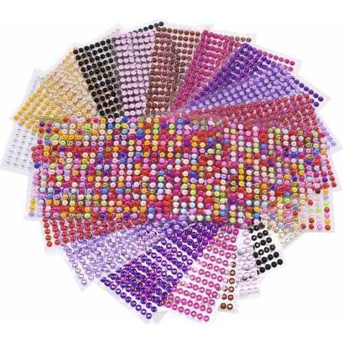 3-6mm 11 Colors Acrylic Crystal Diamond Sticker Emulation Rhinestone Self Adhesive Decal Mobile/PC Car Art Sticker