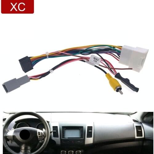 Car Stereo Radio 16Pin Wiring Harness Audio Cam Video In Adaptor Power Steering Cable For Mitsubishi Outlander Xpander Mirage