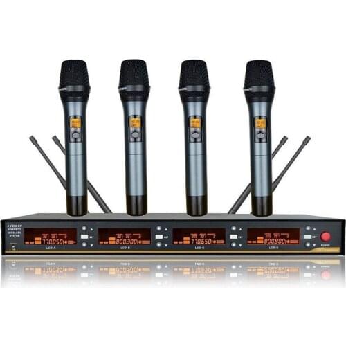 Bolymic 4 Channels wireless microphone uhf Professional stage karaoke microphone system dynamic lavalier headset Mikrofon Mics