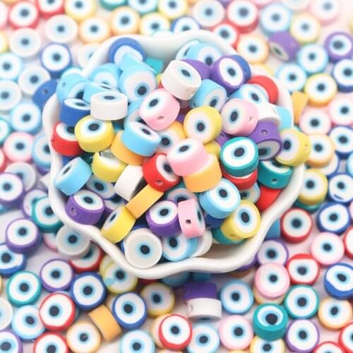10g 10mm Mixed Evil Eye Beads Polymer Clay Spacer Loose Beads for Jewelry Making Bracelet DIY Necklace Accessories