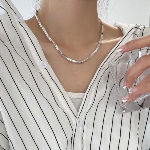 Four squares 925 sterling silver necklace female luxury ins niche designer high sense clavicle chain Japan Korea new product