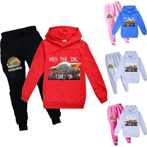 Baby Yoda The Mandalorian Toddler Girl Fall Clothes Girl Outfit Teenage Hooded + Pants for Girls Suit Boys Suit