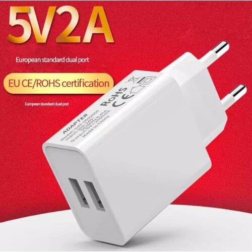 Dual Port CE Certified Mobile Phone Fast Charging Plug 5V2A Direct Charger Charging Plug For iPhone Samsung Xiaomi USB charg