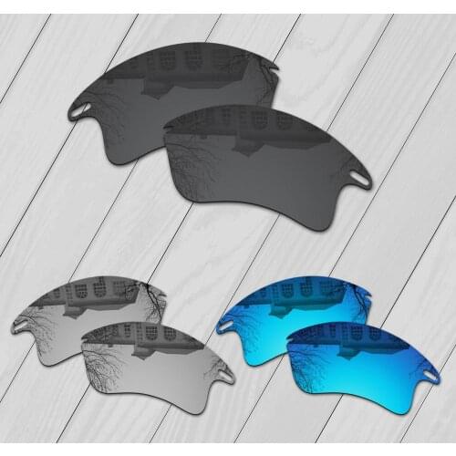 E.O.S 3 Pairs Black & Silver & Ice Blue Polarized Replacement Lenses for Oakley Fast Jacket XL OO9156 Sunglasses