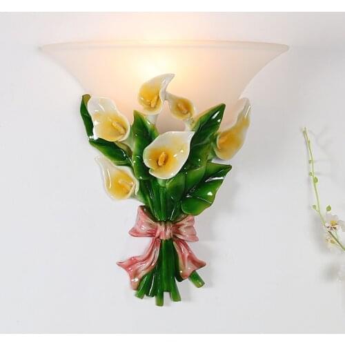 Calla Flower Wall Lamp Gold Mirror Lights Wall Sconces for Living Room Bedroom Decor Nordic Modern Lighting Fixtures Luminaire