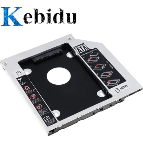 Kebidu Universal 12.7/9.5mm Aluminum Metal Material 2nd HDD Caddy SATA to SATA 2.5" SSD HDD Case SATA III for Notebook Laptop