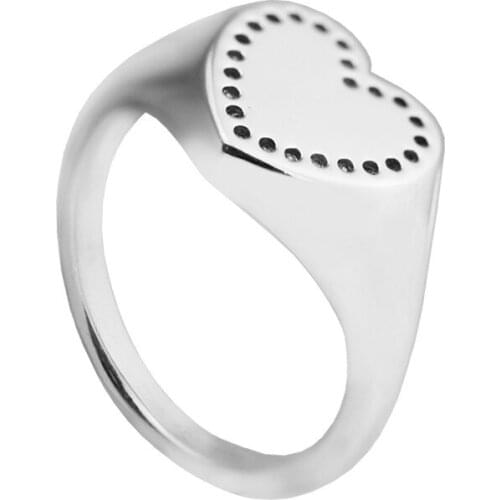 Clear CZ Heart Signet Women Rings Jewelry 100% 925 Sterling Silver Rings for Women & Men Jewelry Fine Crystal Girl Ring Gifts