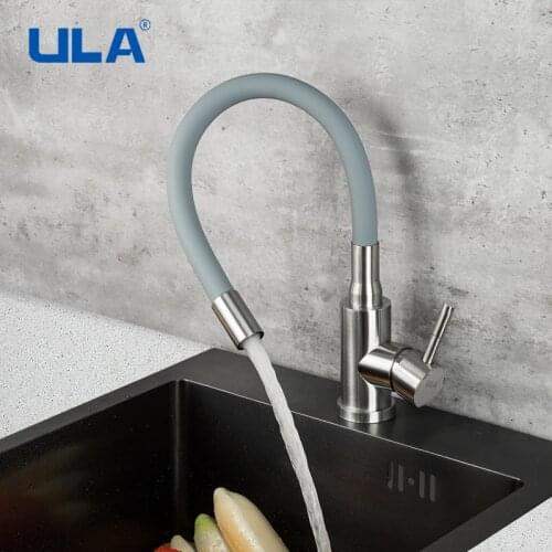 ULA Kitchen Faucets Silica Gel Faucet 360 Degree Swivel Mixer Tap In Any Direction Hot&Cold Water Mixer Kitchen Faucet