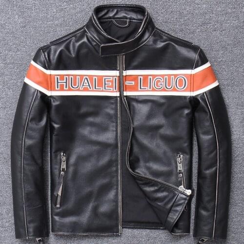 Halley Locomotive Motorcycle Clothing O Beautiful Khaki Man Genuine Leather Loose Coat Head Layer Cowhide Manual Edge Real