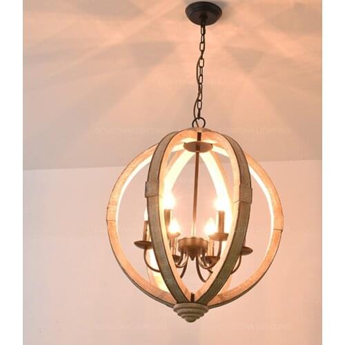 Black metal chandelier sphere wood lighting globe round hallway hanging light for corridor kitchen dining staircase nordic decor