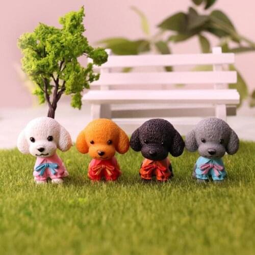 Cute Simulation Animals Pet Dog Poodle Puppy Figurine Home Garden Doll Decoration DIY Collection Toys for Children Kids Gifts
