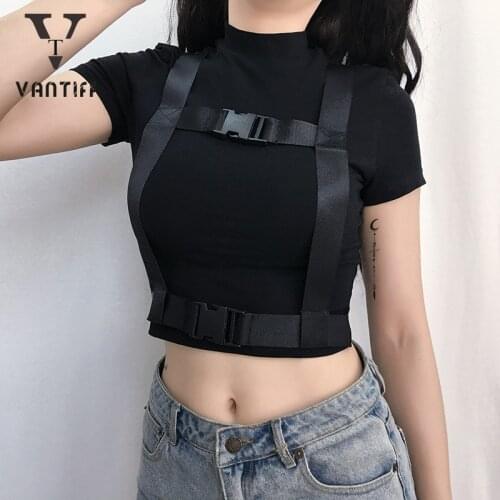 Fashion 2020 Black Women Tops Y2k Top Stitching Short-sleeved T-shirt Women Gothic Shirts for Women Woman Sexy Tops Streetwear