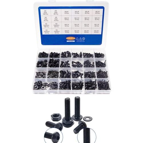 1060PCS/Box M2 M3 M4 M5 Hex Socket Screw Set Carbon Steel Round Cap Button Head Allen Bolt Screw And Nuts Assortment Kit