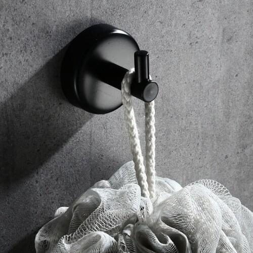 Stainless Steel Matt Black Towel Hook Wall Mounted Hanger Shower Towel Clothes Coat Robe Door Hook Kitchen Bathroom Accessories