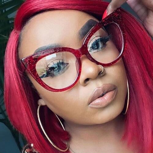 Oversized Cat Eye Red Clear lens Sunglasses Women 2020 Shades Big Frame Fashion Sunglasses Female Lunette Soleil UV400