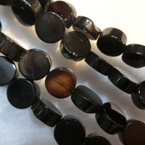 Wholesale 240pcs Flat Round Black Onyx Amazonite Natural Stone Loose Beads For Jewelry Making DIY Bracelet Necklace Free Shiping