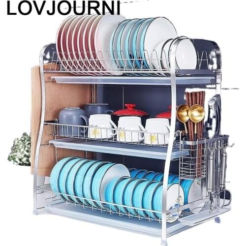 Almacenamiento Keuken Rangement Organisateur Stainless Steel Dish Organizador Cuisine Cocina Kitchen Storage Rack Holder