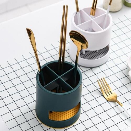 Plastic Chopstick Holder Storage Rack Cage Rack with Large Opening Spoon Bucket Fork Tableware Holder Kitchen Draining Supplies
