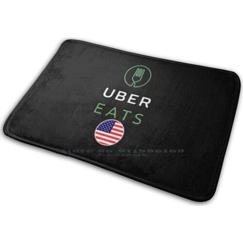Uber Eats Driver Logo Deliverywith American Flag Mat Rug Carpet Anti-Slip Bedroom Entrance Door Mat Uber Eats Uber Ubereats