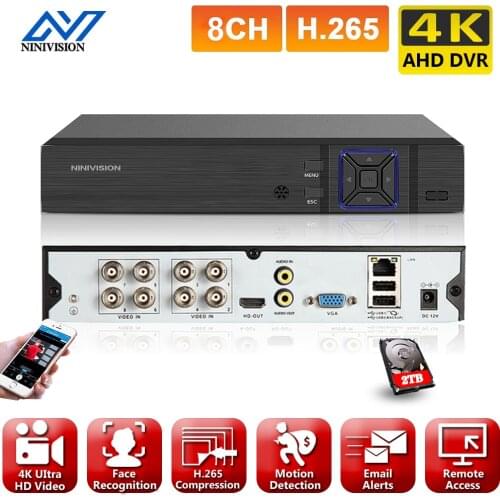 H.265+ AI Face Motion Detection AHD TVI CVI XVI CVBS IP 6 in 1 4K 8MP 8CH CCTV Video Recorder DVR NVR for CCTV Security System