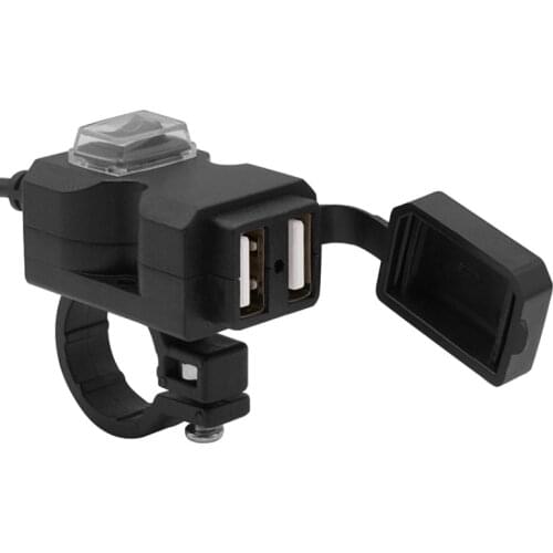 Motorcycle Handlebar Charger Dual USB Plug Socket Motorbike Waterproof Mount 12V Motorcycle Accessories Motorcycle Equipments