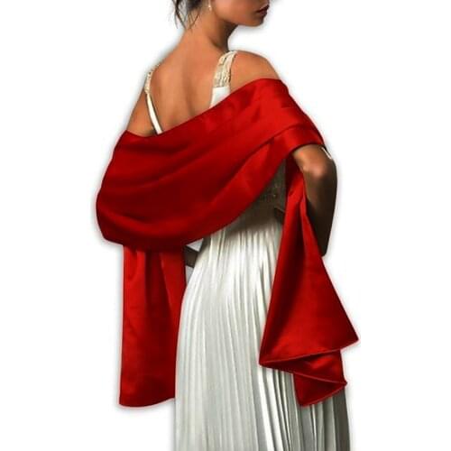 19 Colors Satin Long Formal Wedding Party Ladies wrap shawl Elegant Evening Bridal shawl wrap 2 size available Free shipping